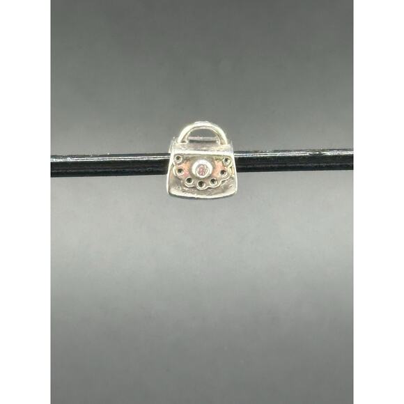 Vintage Pandora 790309PCZ Sterling Silver Handbag Bead Charm Pink CZ - Picture 1 of 4